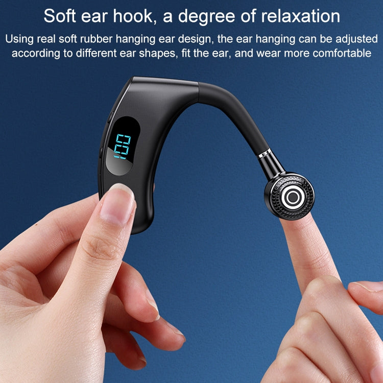 V12 Bluetooth 5.2 Business Hanging Ear Style Smart LED Digital Display Wireless Bluetooth Earphone with Charging Box (White) - Bluetooth Earphone by PMC TechLife | Online Shopping South Africa | PMC TechLife