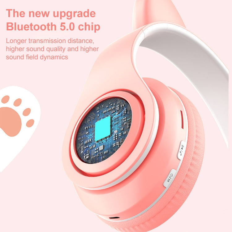 B39 Cat Ear Design LED Gradient Light Wireless Bluetooth Headset(White) - Multimedia Headset by PMC TechLife | Online Shopping South Africa | PMC TechLife