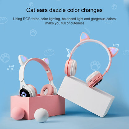 B30 Cat Paw Cat Ears Colorful Luminous Foldable Bluetooth Headset with 3.5mm Jack & TF Card Slot(White) - Headset & Headphone by PMC Jewellery | Online Shopping South Africa | PMC Jewellery