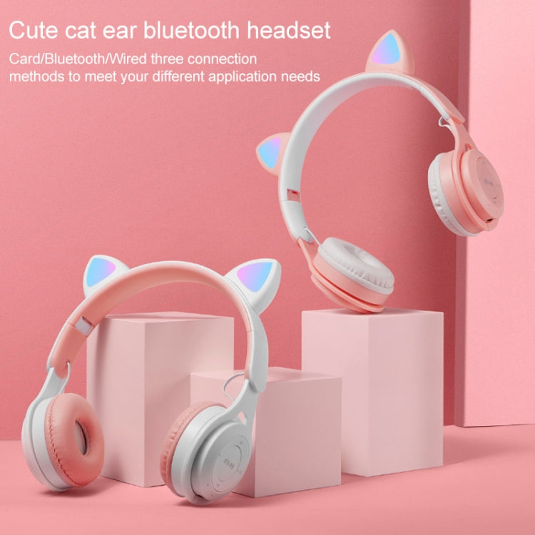 M6 Luminous Cat Ears Pure-color Foldable Bluetooth Headset with 3.5mm Jack & TF Card Slot (White) - Headset & Headphone by PMC Jewellery | Online Shopping South Africa | PMC Jewellery