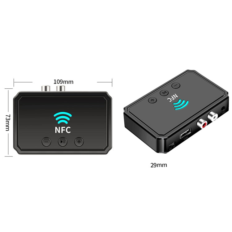 T36 NFC Bluetooth 5.0 Receiver Transmitter Headset Car Audio Player - Audio Receiver Transmitter by PMC TechLife | Online Shopping South Africa | PMC TechLife