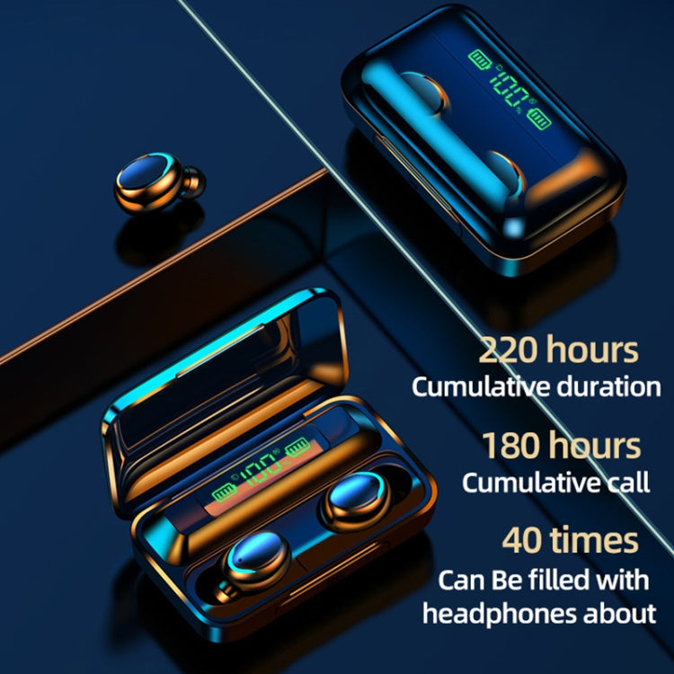 F9-5C Four-bar Breathing Light + Digital Display Noise Reduction Bluetooth Earphone(White) - Bluetooth Earphone by PMC TechLife | Online Shopping South Africa | PMC TechLife