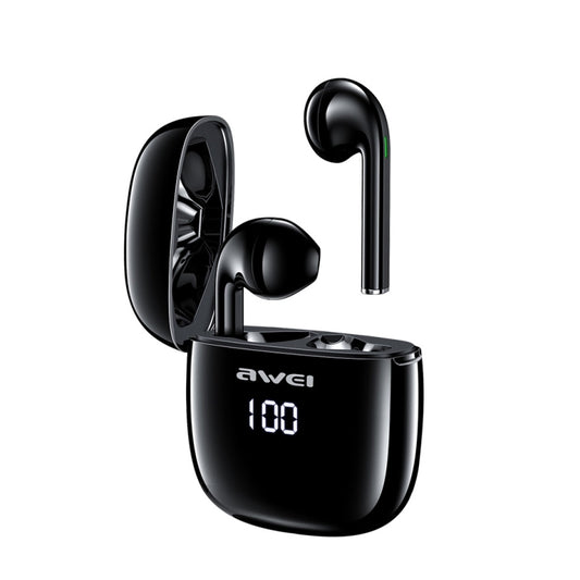 awei T28P Bluetooth V5.0 TWS Ture Wireless Sports LED Display Headset with Charging Case(Black) - TWS Earphone by awei | Online Shopping South Africa | PMC Jewellery