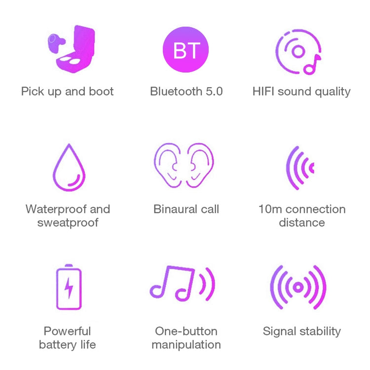 DT-5 IPX Waterproof Bluetooth 5.0 Wireless Bluetooth Earphone with Magnetic Charging Box, Support Call & Power Bank Function(Black) - Bluetooth Earphone by PMC TechLife | Online Shopping South Africa | PMC TechLife