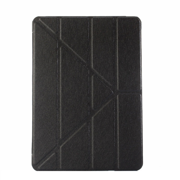 For iPad 9.7 (2018) & iPad 9.7 (2017) & iPad Air Silk Texture Horizontal Deformation Flip Leather Case with Three-folding Holder(Black) - iPad 9.7 (2018) & (2017) Cases by PMC TechLife | Online Shopping South Africa | PMC TechLife | Buy Now Pay Later Mobicred