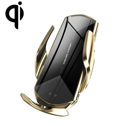 Q2 15W Universal Rotation Infrared Induction Magnetic Car Wireless Charging Mobile Phone Holder with Micro USB + 8 Pin + Type-C / USB-C Magnetic Connector(Gold) - Wireless Charger Holders by PMC Jewellery | Online Shopping South Africa | PMC Jewellery