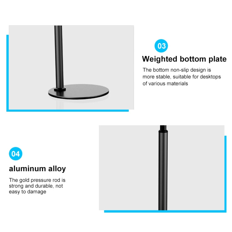 ZM-15 Rotatable Aluminum Alloy Desktop Stand Lazy Stand for 4.7-12.9 inch Mobile Phones / Tablets(Black) - Desktop Holder by PMC Jewellery | Online Shopping South Africa | PMC Jewellery