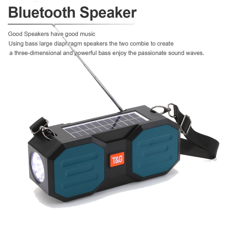 T&G TG634 Outdoor Solar Power Bluetooth Wireless Speaker with FM / Flashlight / TF Card Slot (Black) - Desktop Speaker by T&G | Online Shopping South Africa | PMC Jewellery