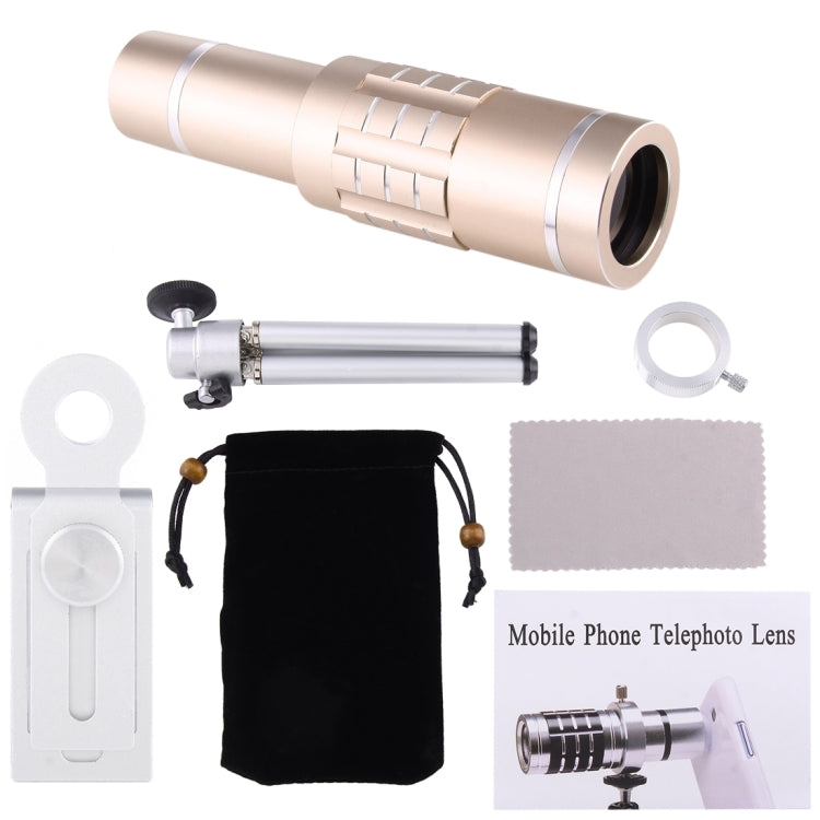 Universal 18X Magnification Lens Mobile Phone 3 in 1 Telescope + Tripod Mount + Mobile Phone Clip(Gold) - Telescope & Microscope by PMC Jewellery | Online Shopping South Africa | PMC Jewellery