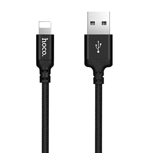 hoco X14 1m Nylon Braided Aluminium Alloy USB to 8 Pin Data Sync Charging Cable(Black) - Normal Style Cable by hoco | Online Shopping South Africa | PMC Jewellery