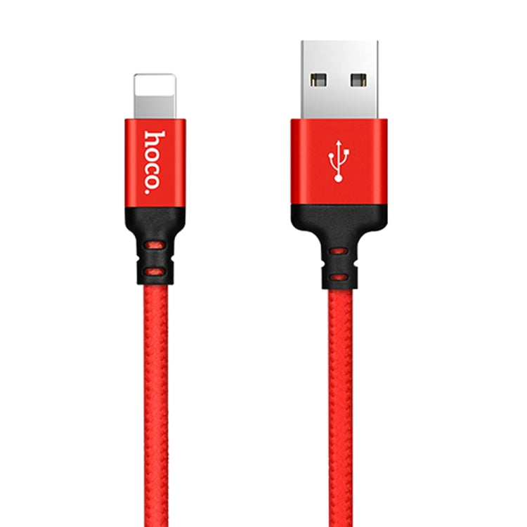 hoco X14 1m Nylon Braided Aluminium Alloy USB to 8 Pin Data Sync Charging Cable(Red) - Normal Style Cable by hoco | Online Shopping South Africa | PMC Jewellery