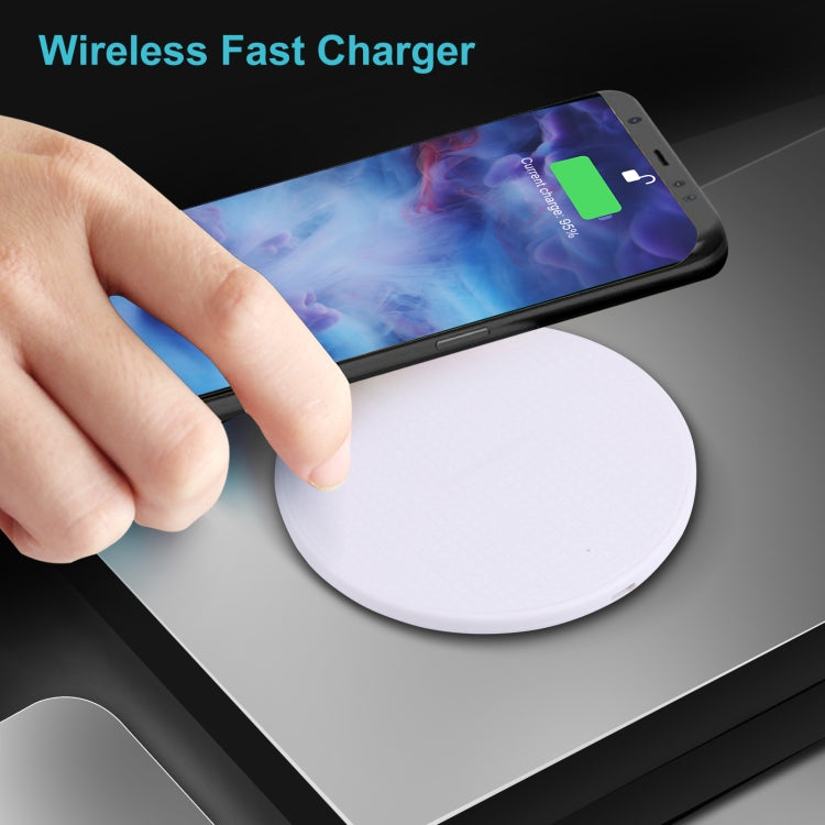 10W QI Plaid Pattern Round Plastic Wireless Charger (White) - Wireless Charger by PMC TechLife | Online Shopping South Africa | PMC TechLife