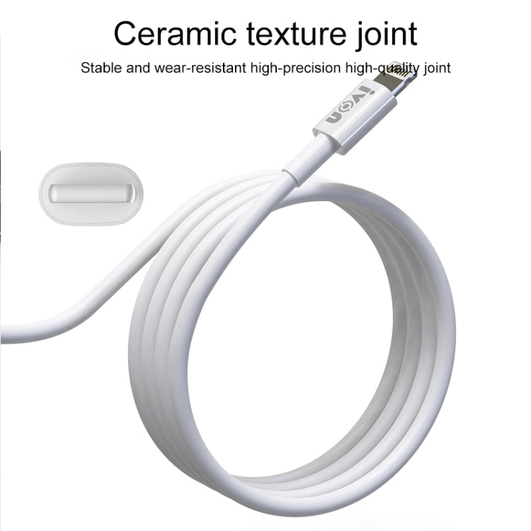 IVON CA70 8 Pin Fast Charging Data Cable, Length: 3m (White) - Normal Style Cable by IVON | Online Shopping South Africa | PMC Jewellery