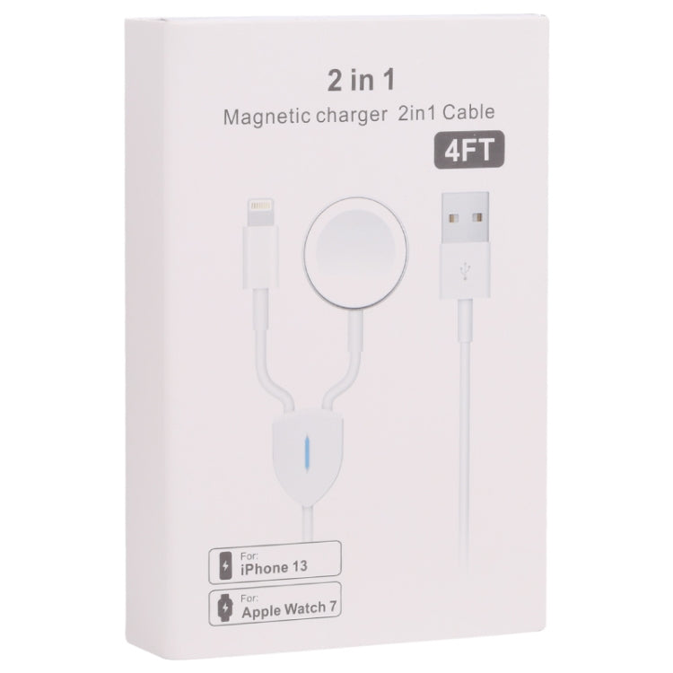 2 in 1 USB to 8 Pin + + Magnetic Watch Wireless Charger Data Cable, Cable Length: 1.2m - 2 in 1 Cable by PMC TechLife | Online Shopping South Africa | PMC TechLife