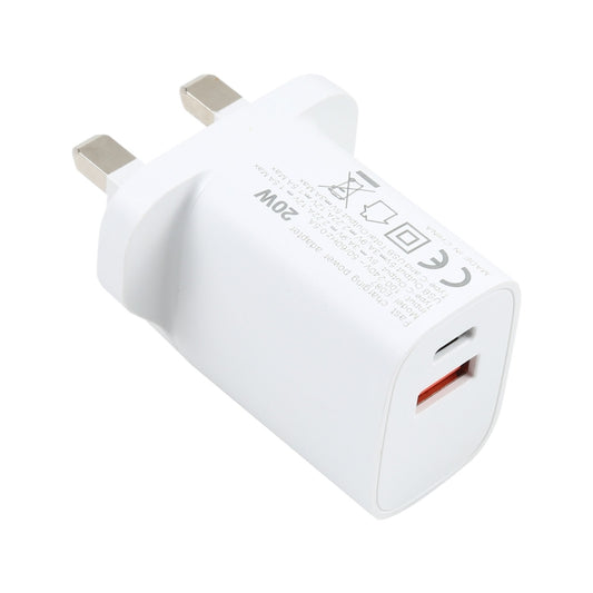 E087 20W USB-C / Type-C + USB Ports Fast Charging Travel Charger, UK Plug - USB Charger by PMC Jewellery | Online Shopping South Africa | PMC Jewellery | Buy Now Pay Later Mobicred