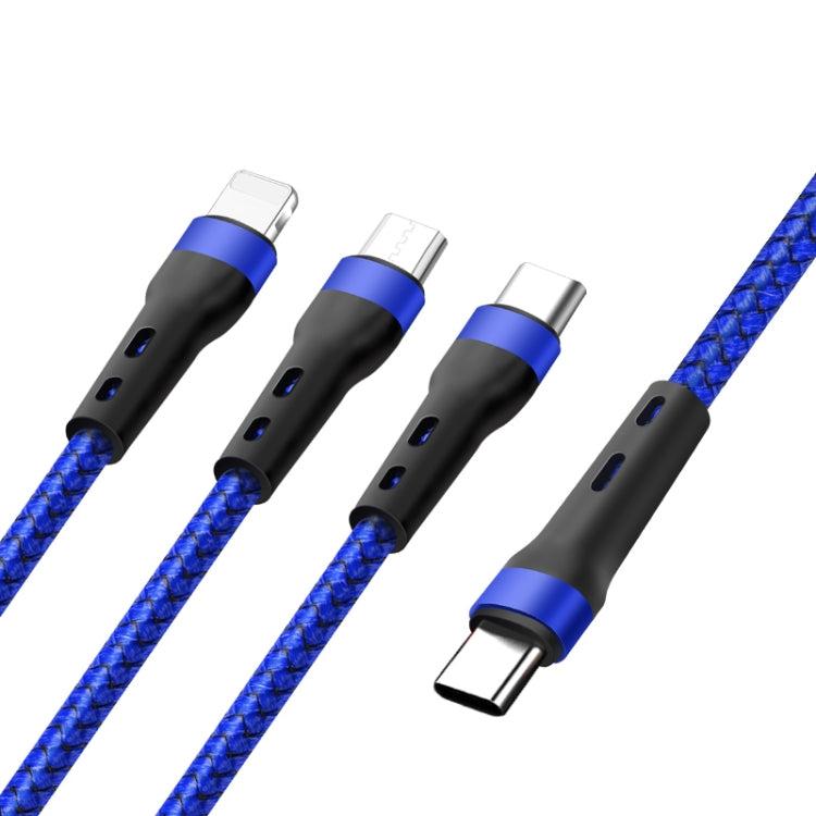 100W 6A Type-C to 8 Pin+Type-C+Micro USB Charging Data Cable, 1.3m(Blue) - Multifunction Cable by PMC Jewellery | Online Shopping South Africa | PMC Jewellery