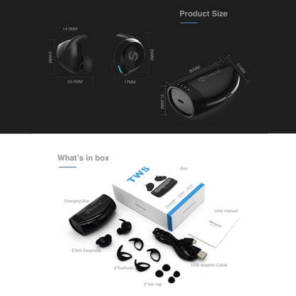 Universe Sweat-proof Earbuds Sports Wireless Bluetooth V4.2 Stereo Headset with Charging Case, For iPhone, Samsung, Huawei, Xiaomi, HTC and Other Smartphones(Black) - Bluetooth Earphone by PMC Jewellery | Online Shopping South Africa | PMC Jewellery