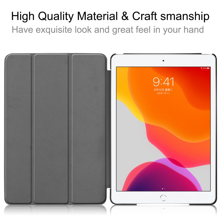 For iPad 10.2 Custer Texture Horizontal Flip Smart PU Leather Case with Sleep / Wake-up Function & Three-folding Holder (Rose Red) - iPad 10.2 Cases by PMC TechLife | Online Shopping South Africa | PMC TechLife