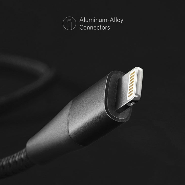 ANKER A8452 Powerline+ II USB to 8 Pin Apple MFI Certificated Nylon Pullable Carts Charging Data Cable, Length: 0.9m(Black) - MFI Cable by ANKER | Online Shopping South Africa | PMC Jewellery | Buy Now Pay Later Mobicred