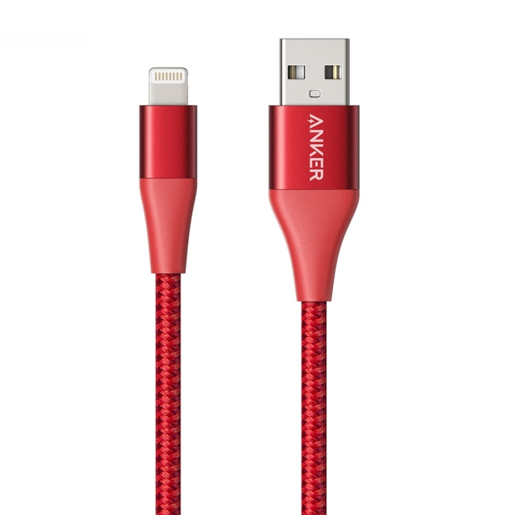 ANKER A8453 Powerline+ II USB to 8 Pin Apple MFI Certificated Nylon Pullable Carts Charging Data Cable, Length: 1.8m(Red) - MFI Cable by ANKER | Online Shopping South Africa | PMC Jewellery | Buy Now Pay Later Mobicred