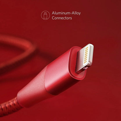 ANKER A8453 Powerline+ II USB to 8 Pin Apple MFI Certificated Nylon Pullable Carts Charging Data Cable, Length: 1.8m(Red) - MFI Cable by ANKER | Online Shopping South Africa | PMC Jewellery | Buy Now Pay Later Mobicred