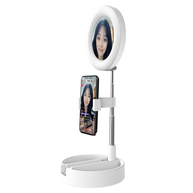 WK G3 Folding Storage Type Desktop Multi-function Live Light Makeup Mirror Holder (White) - Selfie Light by WK | Online Shopping South Africa | PMC Jewellery | Buy Now Pay Later Mobicred