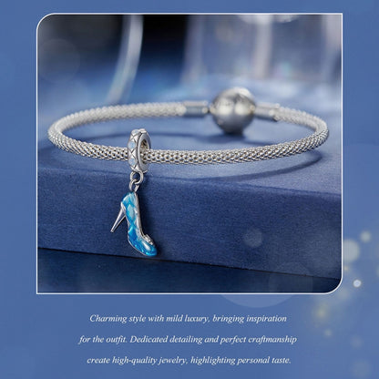 SCC2536 S925 Sterling Silver Necklace Pendant Accessories Blue Magic Dance Shoes DIY Bracelet Beads - Jewelry Accessories by PMC Jewellery | Online Shopping South Africa | PMC Jewellery