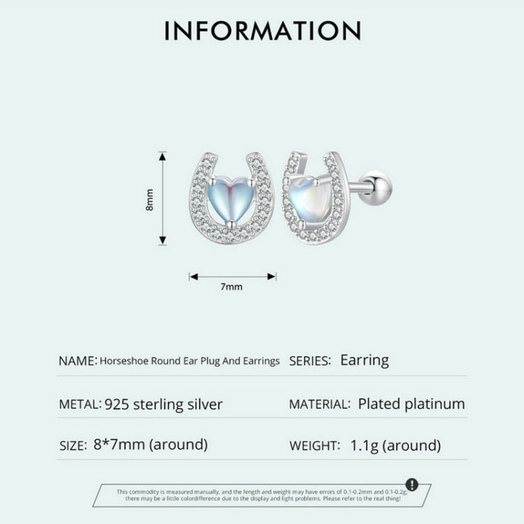 SCE1612 Sterling Silver S925 Horseshoe Round Stud Earrings - Stud Earrings & Earrings by PMC Jewellery | Online Shopping South Africa | PMC Jewellery