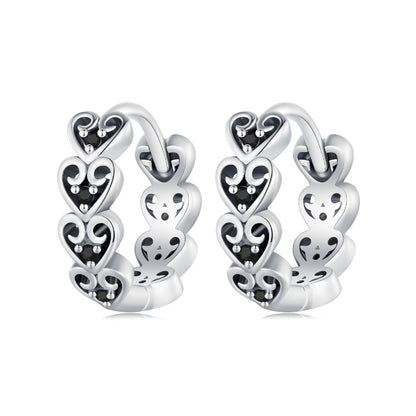 SCE1613 Sterling Silver S925 Black Heart Shape Earrings - Stud Earrings & Earrings by PMC Jewellery | Online Shopping South Africa | PMC Jewellery