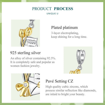 BSC864 S925 Sterling Silver Invitation Shape Pendant Accessories DIY Bracelet Beads - Necklaces & Pendants by PMC Jewellery | Online Shopping South Africa | PMC Jewellery