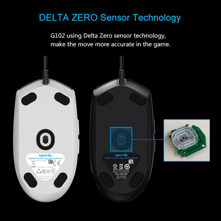 Logitech G102 6-keys RGB Glowing 6000DPI Five-speed Adjustable Wired Optical Gaming Mouse, Length: 2m (White) - Wired Mice by Logitech | Online Shopping South Africa | PMC TechLife | Buy Now Pay Later Mobicred