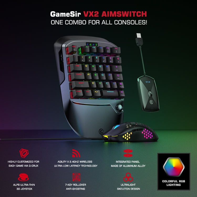 GameSir  VX2 AimSiwtch One-handed Wireless Gaming Keyboard & Mouse Kit(Black) - GameSir Accessories by GameSir | Online Shopping South Africa | PMC Jewellery