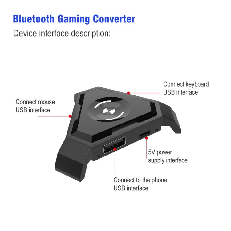 HXSJ P5 Bluetooth 4.1 Keyboard Mouse Bluetooth Gaming Converter, Can Not Be Pressed Version(Black) - Converter & Adapter by HXSJ | Online Shopping South Africa | PMC Jewellery