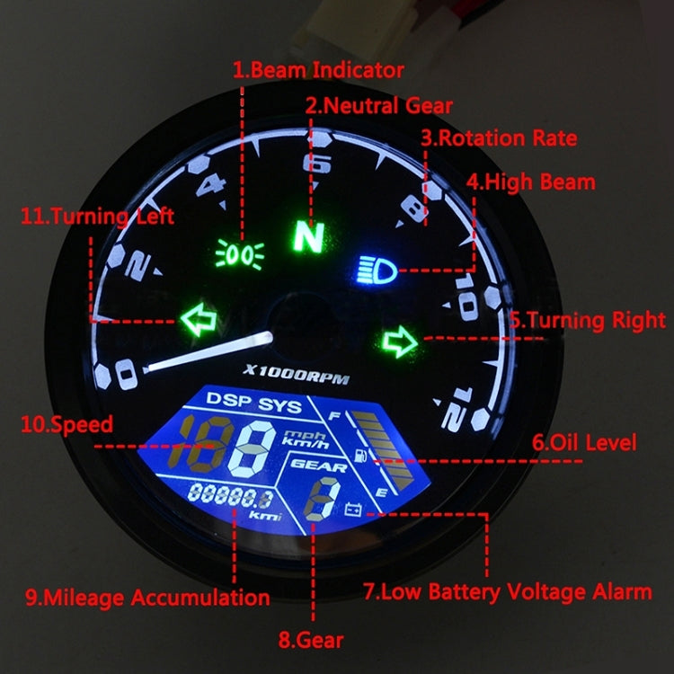 Speedpark Universal Motorcycle Retro Modified Instrument Odometer LCD Instrument Assembly - Others by Speedpark | Online Shopping South Africa | PMC TechLife | Buy Now Pay Later Mobicred