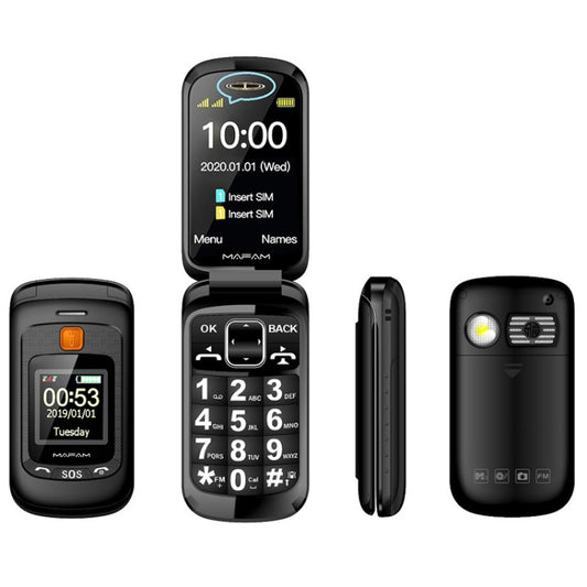 Mafam F899 Flip Phone, 2.4 inch, 32MB+32MB, Support FM, SOS, GSM, Family Number, Big Keys, Dual SIM(Black) - Others by PMC Jewellery | Online Shopping South Africa | PMC Jewellery