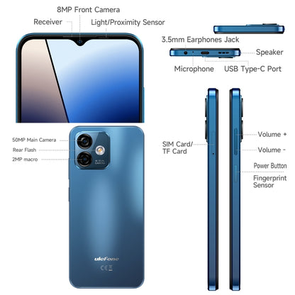 [HK Warehouse] Ulefone Note 16 Pro, 8GB+128GB, Dual Back Cameras, Face ID & Side Fingerprint Identification, 4400mAh Battery, 6.52 inch Android 13 Unisoc T606 OctaCore up to 1.6GHz, Network: 4G, Dual SIM, OTG(Blue) - Ulefone by Ulefone | Online Shopping South Africa | PMC Jewellery