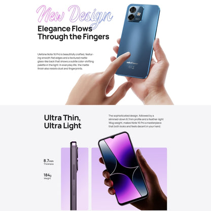 Ulefone Note 16 Pro, 8GB+256GB, Dual Back Cameras, Face ID & Side Fingerprint Identification, 4400mAh Battery, 6.52 inch Android 13 Unisoc T606 Octa Core up to 1.6GHz, Network: 4G, Dual SIM, OTG (Blue) - Ulefone by Ulefone | Online Shopping South Africa | PMC Jewellery | Buy Now Pay Later Mobicred