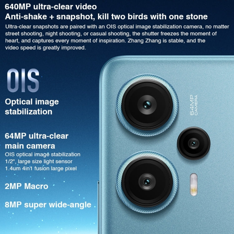 Xiaomi Redmi Note 12 Turbo 5G, 64MP Camera, 12GB+256GB, Triple Back Cameras, 5000mAh Battery, 6.67 inch MIUI 14 Snapdragon 7+ Gen2 Octa Core up to 2.91GHz, Network: 5G, Dual SIM, NFC, IR Control (Blue) - Xiaomi Redmi by Xiaomi | Online Shopping South Africa | PMC Jewellery