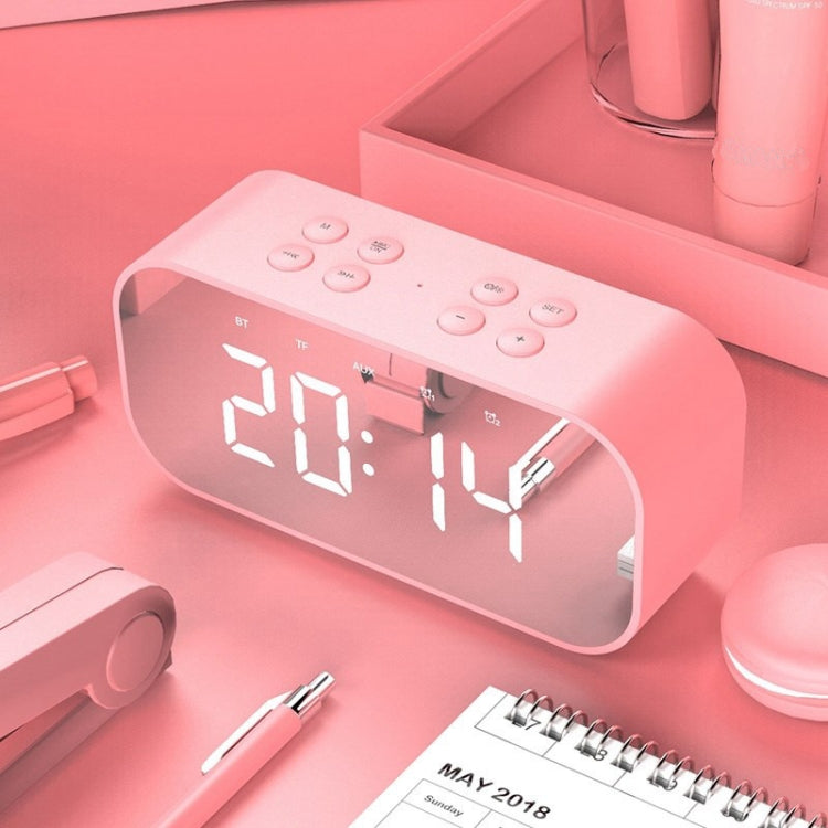 AEC BT501 Bluetooth 5.0 Mini Speaker with LED & Alarm Clock & Clock & Mirror, Support 32G TF Card(Pink) - Mini Speaker by AEC | Online Shopping South Africa | PMC TechLife | Buy Now Pay Later Mobicred