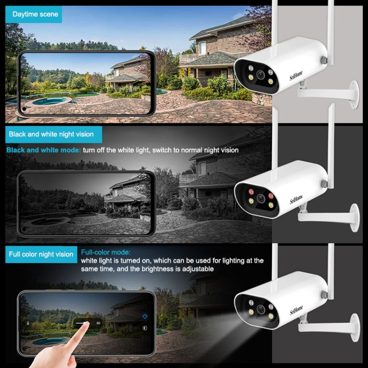 SriHome SH037 4.0 Million Pixel 2.4G+5G WiFi Waterproof Camera, Support Two-way Voice & TF Card & Motion Detection & Full Color Night Vision & AI Human Detection, UK Plug - Bullet Camera by SriHome | Online Shopping South Africa | PMC Jewellery | Buy Now Pay Later Mobicred