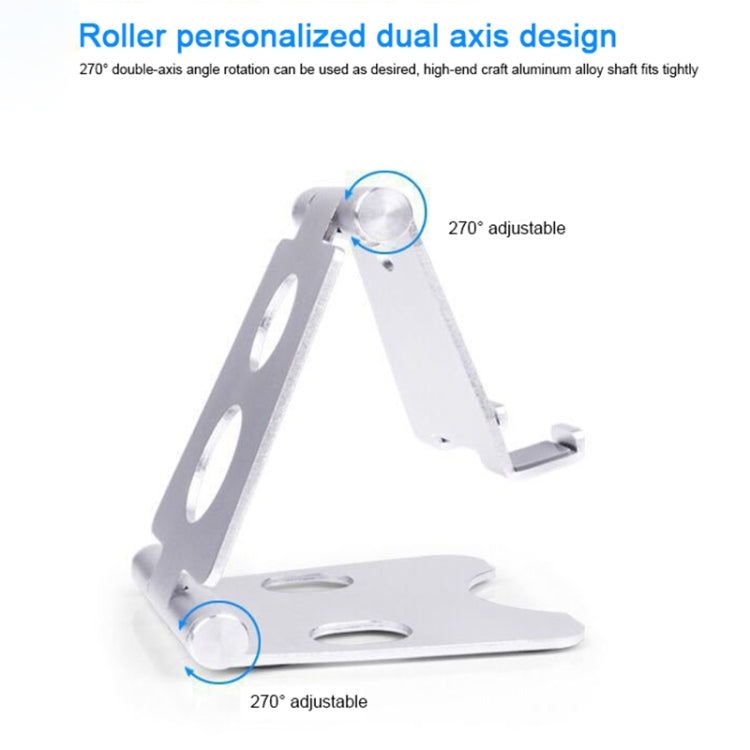 ROOSTAND R2 Aluminum Alloy Mobile Desktop Tablet Bracket Double Folding Lazy Artifact, Size: 6.4x7x9cm(Black) - Desktop Holder by PMC TechLife | Online Shopping South Africa | PMC TechLife