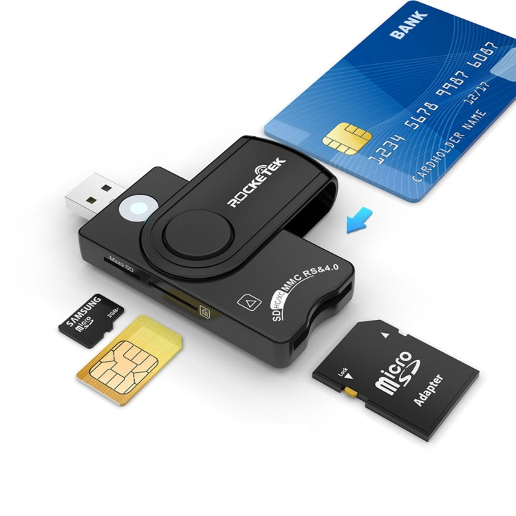 ROCKETEK CR310 USB 3.0 + TF Card + SD Card + SIM Card + Smart Card Multi-function Card Reader - free shipping - PMC TechLife - Order now!