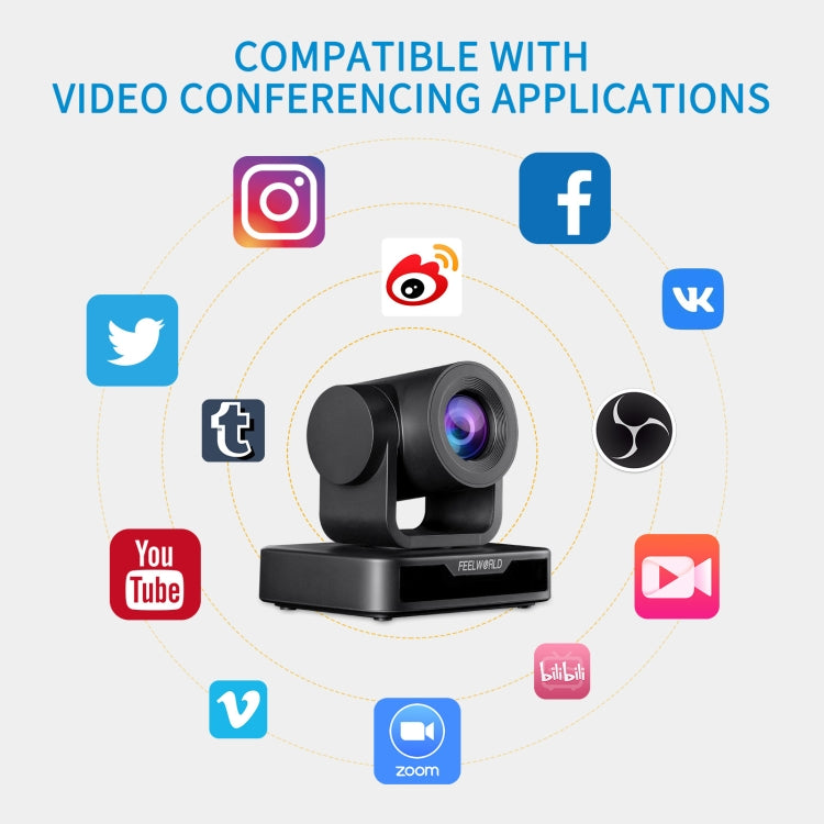 FEELWORLD USB10X 10X Optical Zoom 1080P USB PTZ Video Conference Camera, EU and US Plug(Black) - HD Camera by FEELWORLD | Online Shopping South Africa | PMC Jewellery | Buy Now Pay Later Mobicred