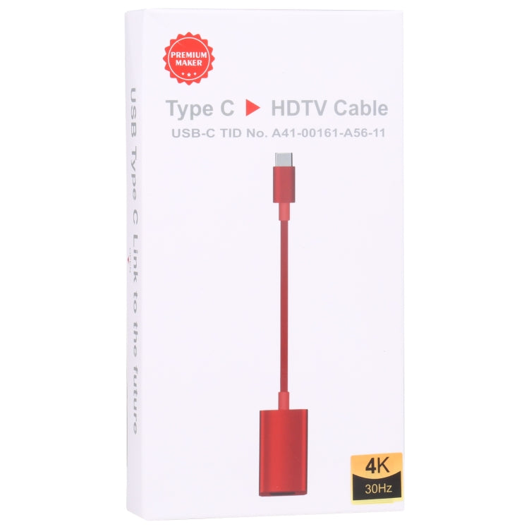 TH001 USB-C / Type-C Male to HDTV Female 4K UHD Adapter(Red) - Converter & Adapter by PMC Jewellery | Online Shopping South Africa | PMC Jewellery