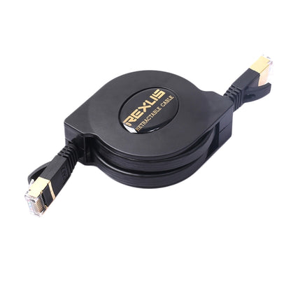 REXLIS 1.5m CAT7 10 Gigabit Retractable Flat Ethernet RJ45 Network LAN Cable(Black) - Lan Cable and Tools by REXLIS | Online Shopping South Africa | PMC Jewellery | Buy Now Pay Later Mobicred