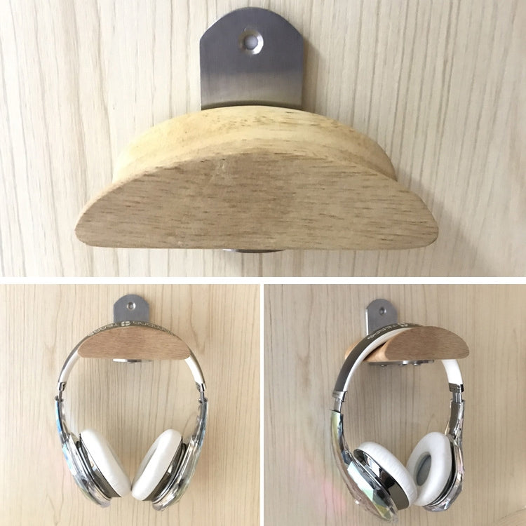Square Stainless Steel Patch + Solid Wood Wall-mounted Headset Holder - Anti-lost & Holder by PMC TechLife | Online Shopping South Africa | PMC TechLife