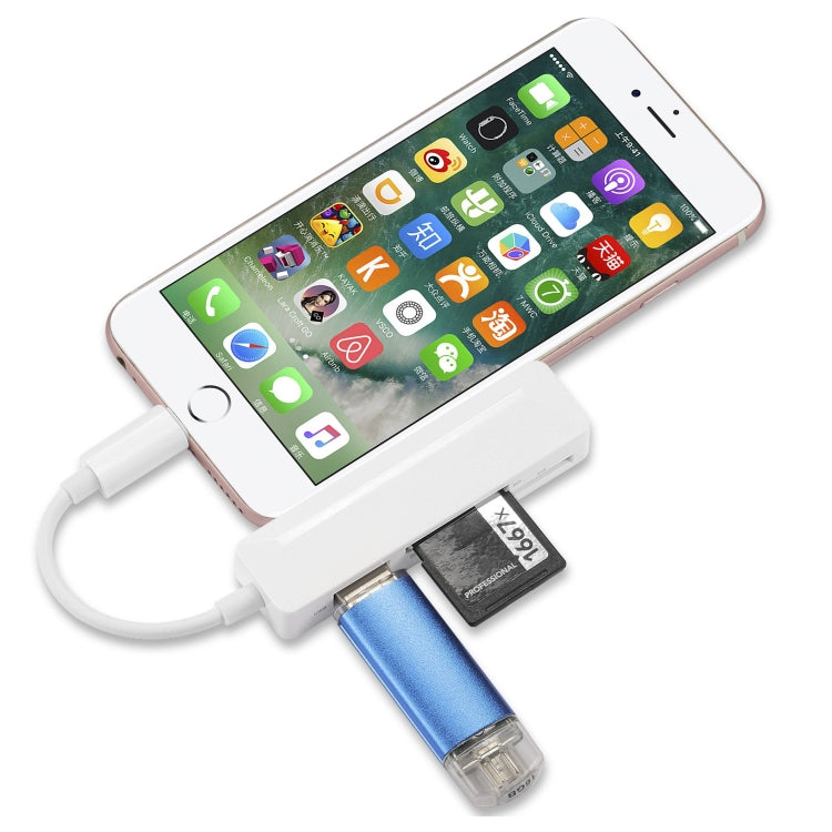 4 in 1 MS + SD + TF + USB2.0 Multi-function Card Reader for 8 Pin Devices - U Disk & Card Reader by PMC TechLife | Online Shopping South Africa | PMC TechLife