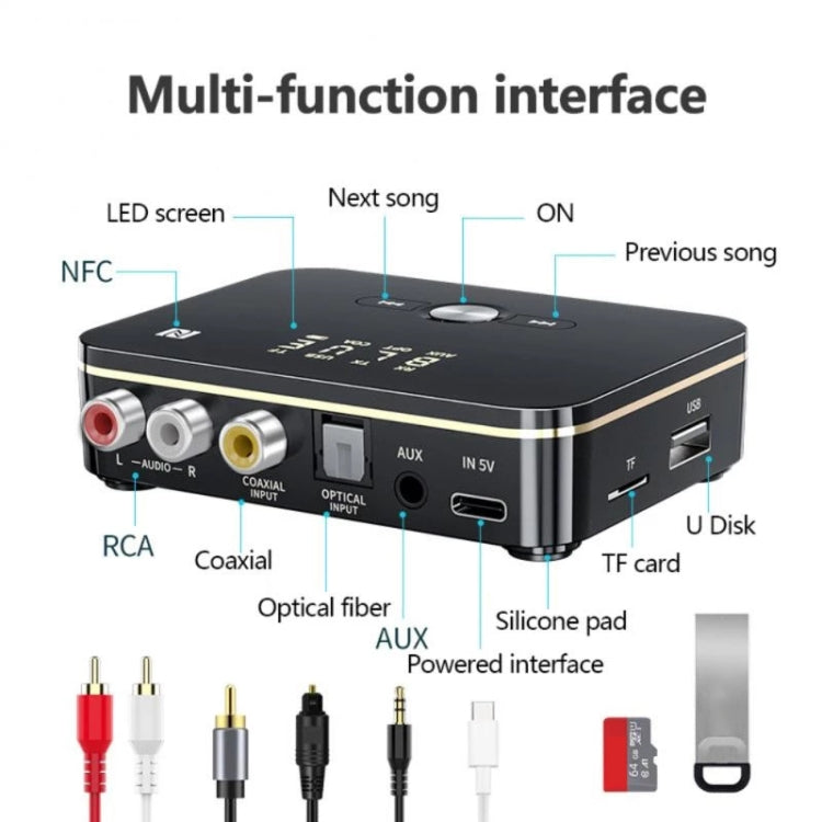 M8 NFC 2 in 1 NFC Optical Coaxial Bluetooth 5.0 Audio Transmitter Receiver with Digital Display - Audio Receiver Transmitter by PMC TechLife | Online Shopping South Africa | PMC TechLife