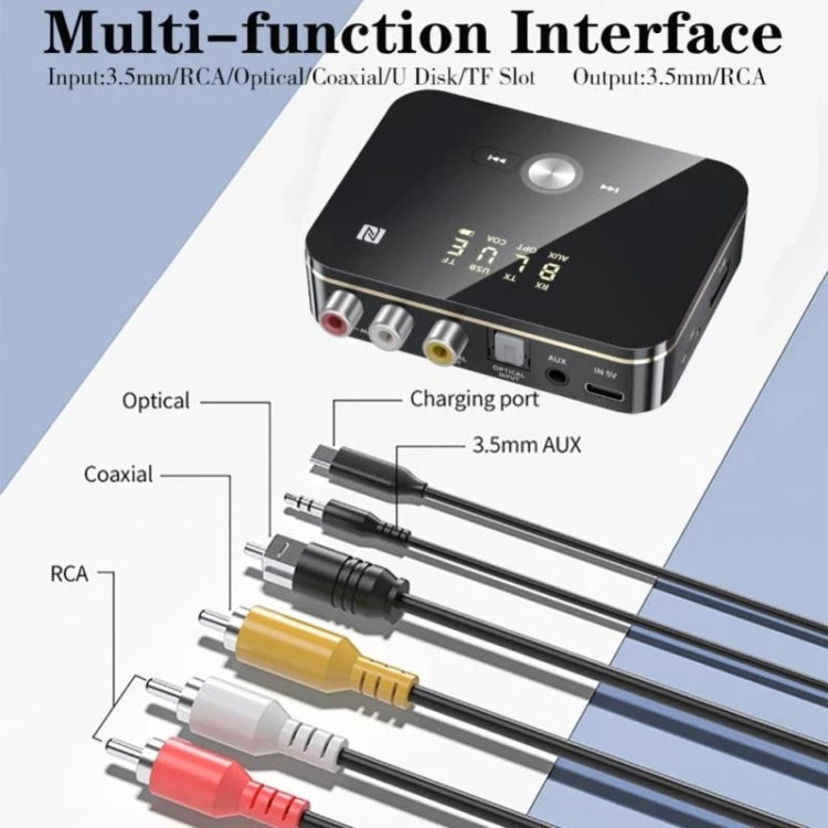 M8 NFC 2 in 1 NFC Optical Coaxial Bluetooth 5.0 Audio Transmitter Receiver with Digital Display - Audio Receiver Transmitter by PMC TechLife | Online Shopping South Africa | PMC TechLife