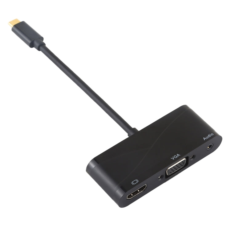 USB 2.0 + Audio Port + VGA + HDMI to USB-C / Type-C HUB Adapter (Black) - free shipping - PMC TechLife - Order now!